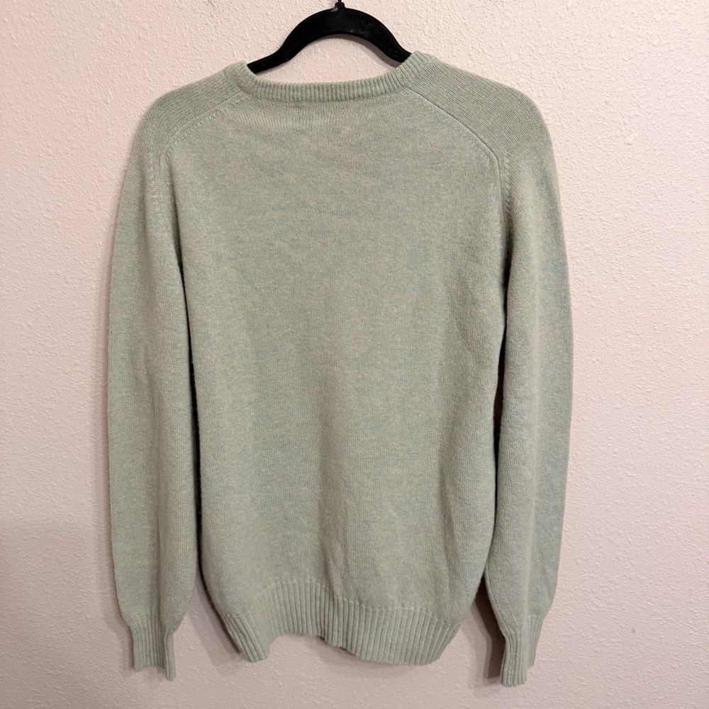 Vintage J & D McGeorge Scotland Pure Lambswool Cable Knit Sweater Cream/Sage 40 - Picture 2 of 7